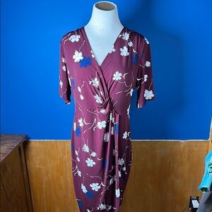 Banana Republic Maroon and Blue Floral Midi Dress
